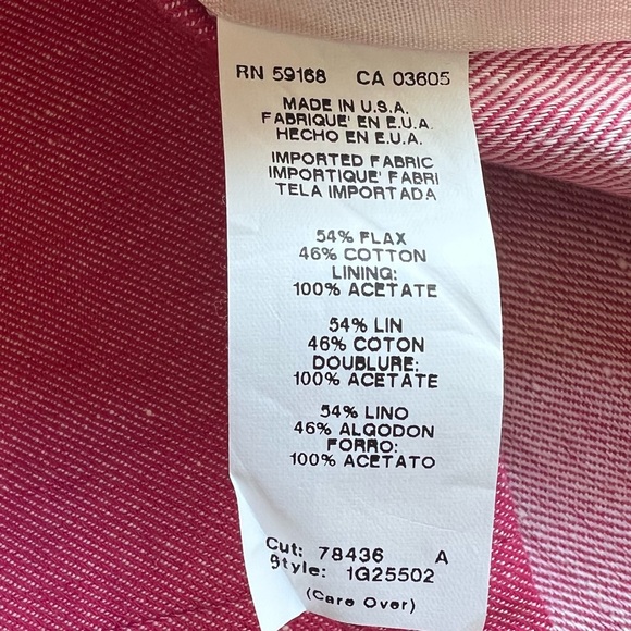 NEW R.G. Kane Harlow Jacket Dress Tuxedo FLAX Linen Cotton Sz L Fuchsia Pink - Picture 5 of 17